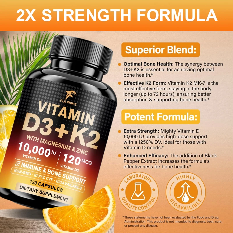 10000IU Vitamin D3 K2 Suppleme - Nutrition Zinc 评论和价格